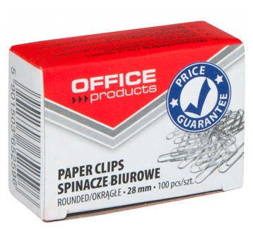 Spinacze okrągłe OFFICE PRODUCTS, 28mm, 100szt., s