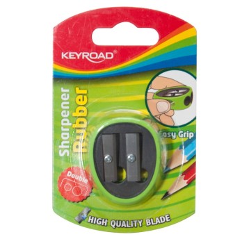 Temperówka KEYROAD, plastikowa, podwójna, z gumką