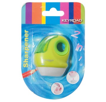 Temperówka KEYROAD, plastikowa, pojedyncza, z gum