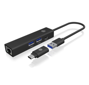 USB Hub IB-HUB1439-LAN 4w1 HUB 1x -C 2x-A 1x LAN