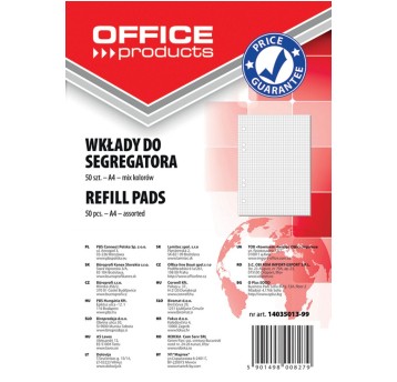 Wkład do segregatora OFFICE PRODUCTS, A4, w kratk