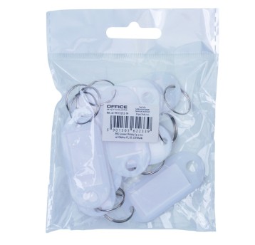 Zawieszki na klucze OFFICE 50x20mm 10szt białe