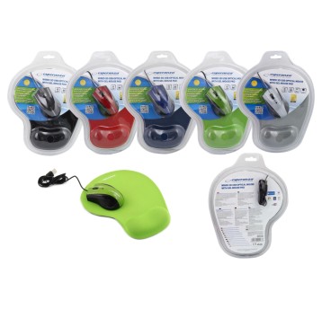 Zestaw mysz z podkładką żelową czarna ESPERANZA E