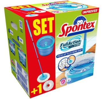 Zestaw SPONTEX Mop + wiaderko z obrotowym systemem