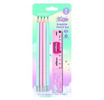 Zestaw szkolny KEYROAD, Pastel, 7 elementów,