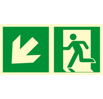 Znak TDC, Kierunek ewakuacji – w dół w lewo 1