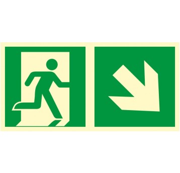 Znak TDC, Kierunek ewakuacji - w dół w prawo