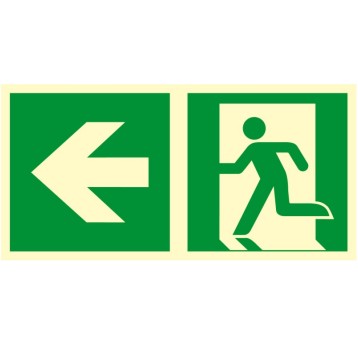 Znak TDC, Kierunek ewakuacji – w lewo