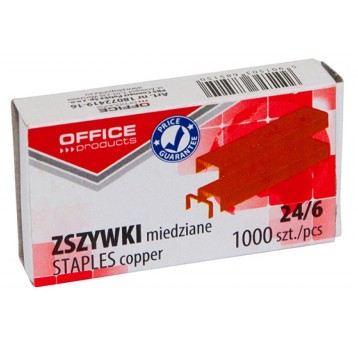 Zszywki OFFICE PRODUCTS, miedziane, 24/6, 1000szt